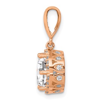 10K Tiara Collection Rose Gold Polished CZ Pendant — alternate view