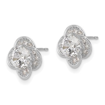 10K Tiara Collection White Gold Polished CZ Post Earrings — alternate view