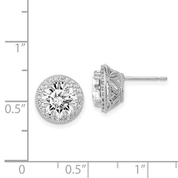 10K Tiara Collection White Gold Polished CZ Post Earrings — alternate view