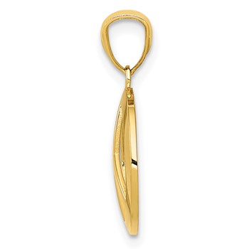 10k Polished Peace Sign Circle Pendant — alternate view