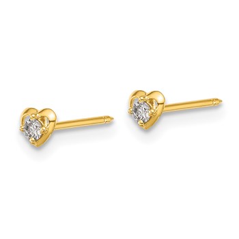 Inverness 14k Polished Heart With .03ct Diamond Post Piercing Earrings — alternate view