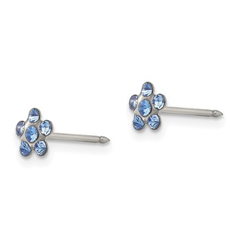 Inverness Stainless Steel Blue Crystal Flower Post Piercing Earrings — alternate view
