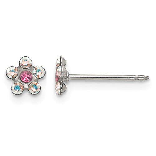 Inverness Stainless Steel Clear/Rose Crystal Post Earrings