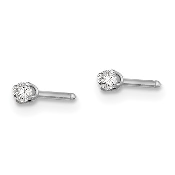Inverness 14k White Gold 2mm CZ Post Piercing Earrings — alternate view