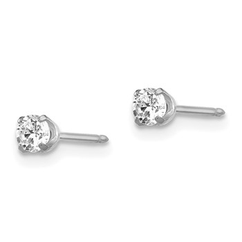 Inverness 14k White Gold 3mm CZ Stud Short Post Piercing Earrings — alternate view