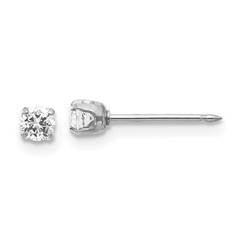 Inverness 14k White Gold 3mm CZ Post Piercing Earrings