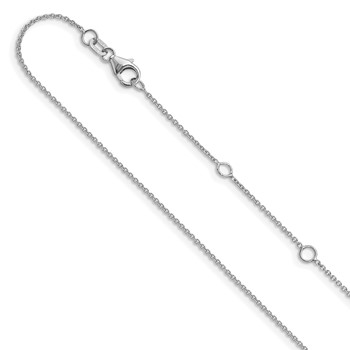 Leslie's 14k White Gold 1.10mm Round Cable 1in+1in Adjustable Chain