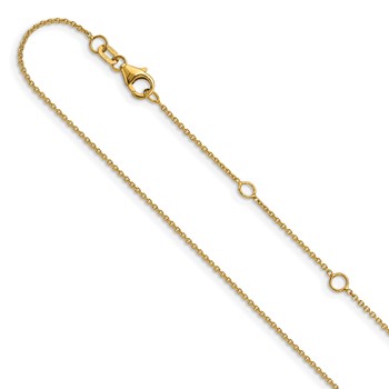 Leslie's 14k Yellow Gold 1.10mm Round Cable 1in+1in Adjustable Chain