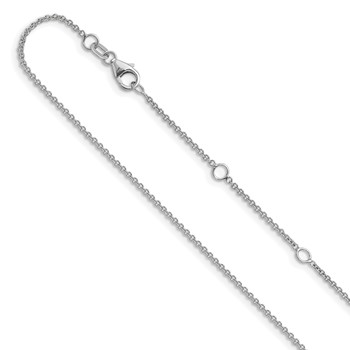 Leslie's 14k White Gold 1.4mm Round Cable 1in+1in Adjustable Chain