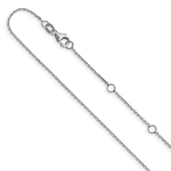 Leslie's 14k White Gold 1.1mm D/C Square Cable 1in+1in Adjustable Chain