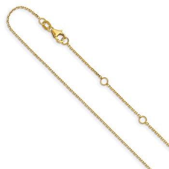 Leslie's 14k 1.1mm D/C Square Cable 1in+1in Adjustable Chain