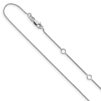 Leslie's 14K White Gold .8mm Baby Spiga 1in+1in Adjustable Chain