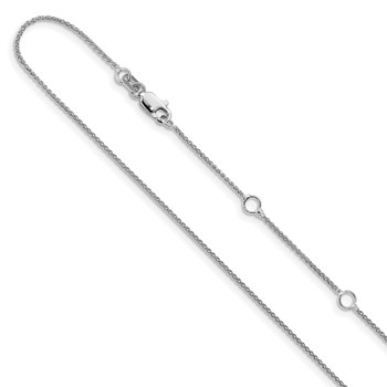 Leslie's 14K White Gold 1mm Spiga 1in+1in Adjustable Chain