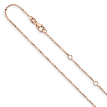 Leslie's 14k Rose Gold 1.2mm Flat Cable 1in+1in Adjustable Chain
