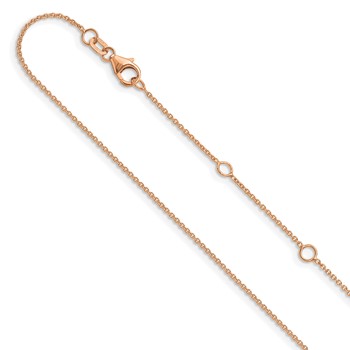 Leslie's 14k Rose Gold 1.10mm Round Cable 1in+1in Adjustable Chain