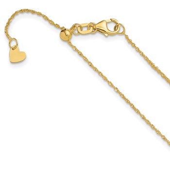 Leslie's 14K Adjustable .95mm Sparkle Singapore Chain