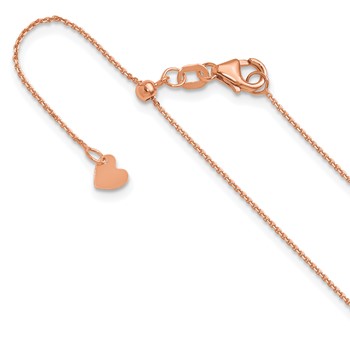 Leslie's 14K Rose Gold Adjustable 1mm D/C Cable Chain
