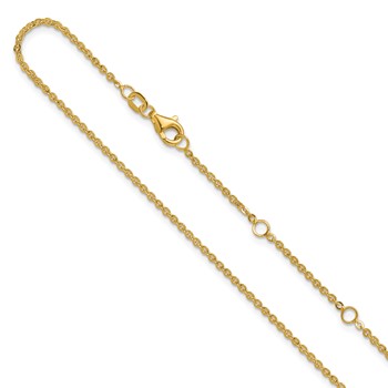 Leslie's 14K 1.7mm Flat Cable 1in+1in Adjustable Chain