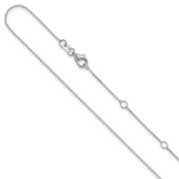 Leslie's 14k White Gold 1mm D/C Square Cable 1in+1in Adjustable Chain
