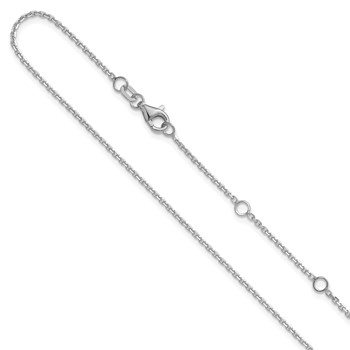 Leslie's 14k White Gold 1.4mm D/C Square Cable 1in+1in Adjustable Chain