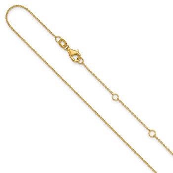 Leslie's 14k Yellow Gold .9mm Round Cable 1in+1in Adjustable Chain