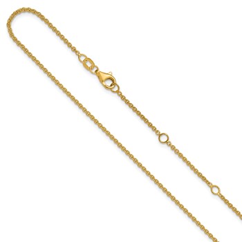 Leslie's 14k Yellow Gold 1.6mm Round Cable 1in+1in Adjustable Chain