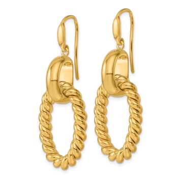 Herco 14K Polished and Twisted Oval Shephard Hook Dangle Earrings — alternate view