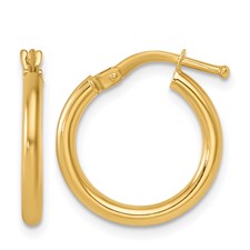 Herco 14K Polished 1.9x16.7mm Round Tube Round Hoop Earrings