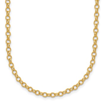 Herco 14K Polished and Textured 3.2mm Rolo 22 Inch Chain