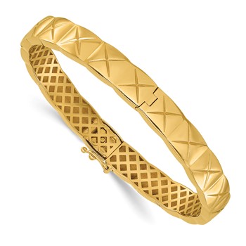 Herco 14K Polished X Pattern 8mm Hinged Bangle