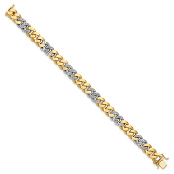 Herco 14K Two-Tone Polished and Satin Diamond Curb 8.5 inch Bracelet — alternate view