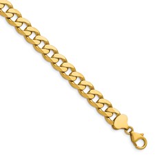 Image of Herco 14K Polished 8.2mm Solid Beveled Flat Curb 8 Inch Chain Bracelet