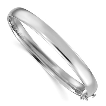 Herco 14K White Gold Solid 7.8mm Hinged Bangle