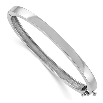 Herco 14K White Gold Polished Flat 5.2mm Solid 6.5in. Hinged Bangle