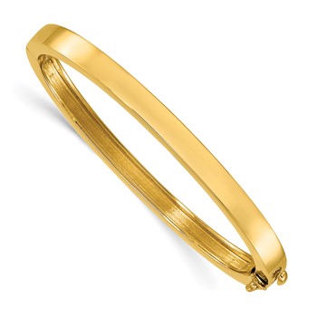 Herco 14K Polished Flat 5.2mm Solid 6.5in. Hinged Bangle