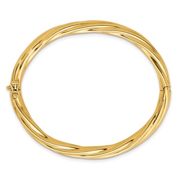 Herco 14K Polished and Twisted 5.8mm Hinged Bangle — alternate view