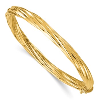 Herco 14K Polished and Twisted 5.8mm Hinged Bangle