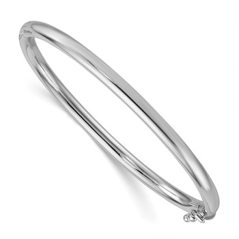 Herco 14K White Gold Polished 4mm Hinged Bangle