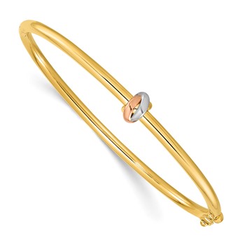 Herco 14K Tri-color Polished Love Knot Hinged Bangle