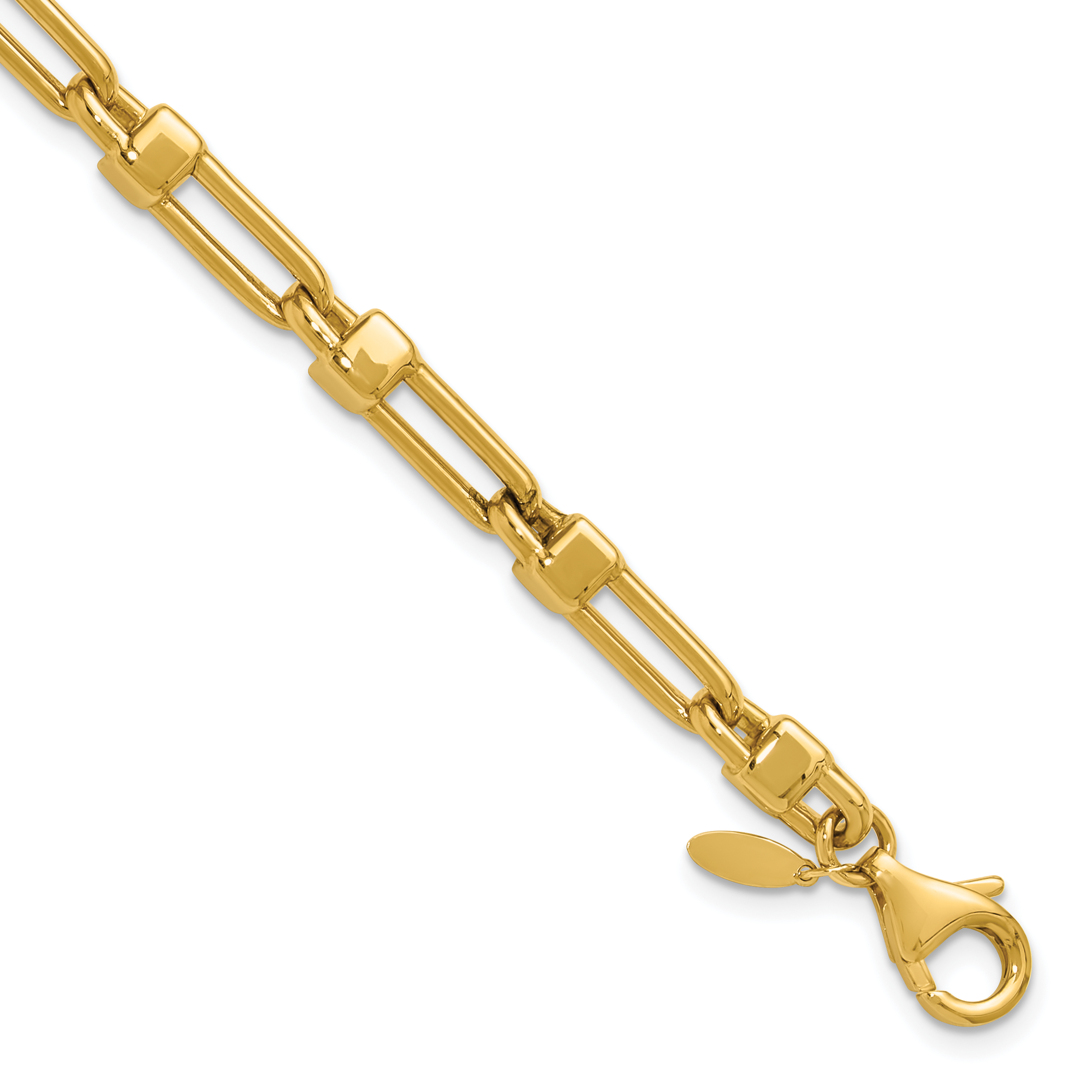 Herco 14K Polished and Textured 9.5mm Cable Chain Bracelet
