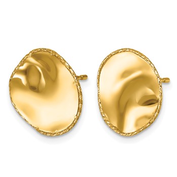 Herco 14K Polished and Textured Wavy Circle Post Earrings — alternate view