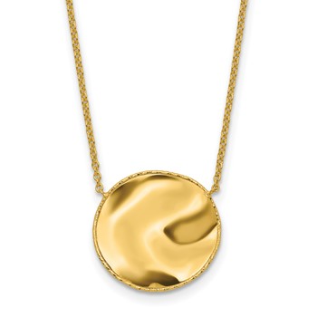 Herco 14K Polished Wavy Rope Edge Circle 18 inch Necklace