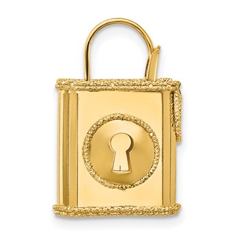 Herco 14K Polished and Textured 3-D Lock Pendant