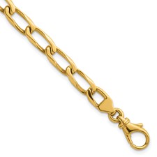 Image of Herco 14K Polished Solid 6.1mm Elongated Curb 7.5 Inch Chain Bracelet