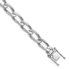 Image of Herco 18K White Gold 8.8mm Solid Flat Curb Link 8.5 inch Bracelet