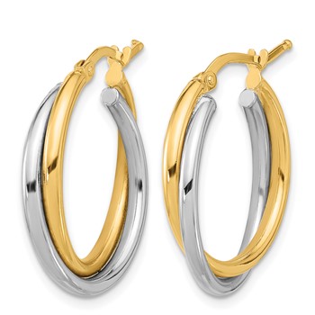 Herco 14K Two-Tone Polished and Twisted Round Hoop Earrings — alternate view