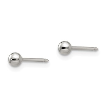 Inverness Stainless Steel Polished 3mm Ball Short Post Piercing Earrings — alternate view