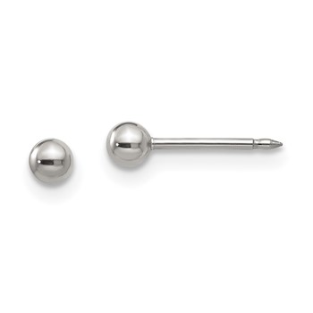Inverness Stainless Steel Polished 3mm Ball Short Post Piercing Earrings