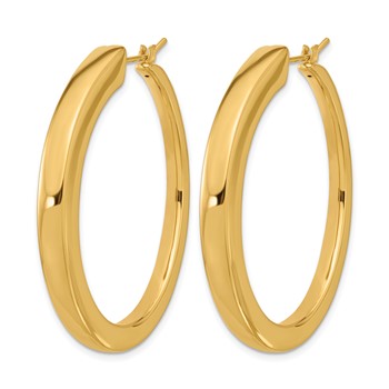 Herco 14K Polished Tapered Square Tube Large Oval Hoop Earrings — alternate view