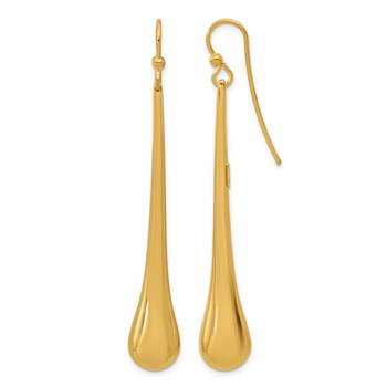 Herco 14K Polished Long Teardrop Shephard Hook Dangle Earrings
